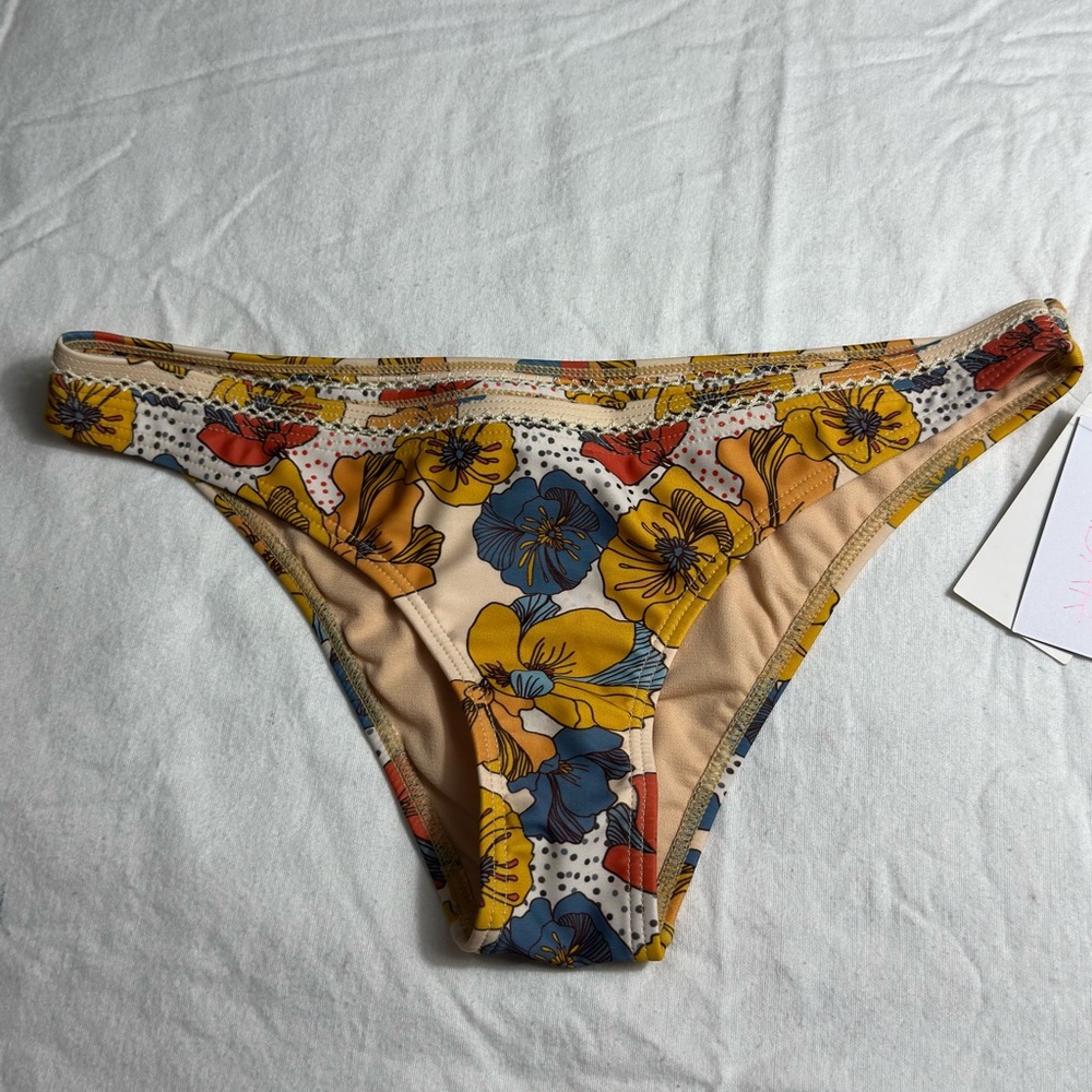 Yellow and Blue Artistic Bikini Bottoms